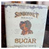 Sunbonnet Sugar Tin, Red Farmers Market Bucket & Wire Basket (Lot of 3)