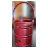 Sunbonnet Sugar Tin, Red Farmers Market Bucket & Wire Basket (Lot of 3)