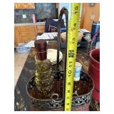 Sunbonnet Sugar Tin, Red Farmers Market Bucket & Wire Basket (Lot of 3)