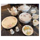 Floral Fine China Tea Set - Pink Roses & Gold Trim (Lefton/Knowles/Royal Albert Tea Rose)