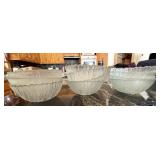 Glass Bowls - Frosted Ribbed Sunburst Pattern - Assorted Sizes