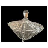 Crystal Glass Serving Dishes Set - Sunburst & Floral Pattern, Lidded Sugar Dish