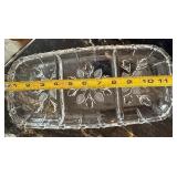 Crystal Glass Serving Dishes Set - Sunburst & Floral Pattern, Lidded Sugar Dish