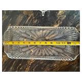 Crystal Glass Serving Dishes Set - Sunburst & Floral Pattern, Lidded Sugar Dish