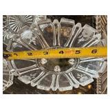 Crystal Glass Serving Dishes Set - Sunburst & Floral Pattern, Lidded Sugar Dish