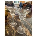 Right of Hutch - Tinted Glass Goblets (6) & Clear Candle holders (2)