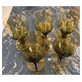 Right of Hutch - Tinted Glass Goblets (6) & Clear Candle holders (2)