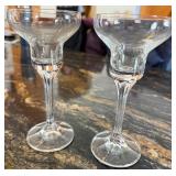 Right of Hutch - Tinted Glass Goblets (6) & Clear Candle holders (2)