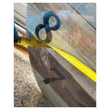 Left of Hutch - Round Clock Face Panels - Distressed Wood Wall Decor (Set of 2) and 3 tiered shelf/plant stand with black metal frame (lot of 3 items)