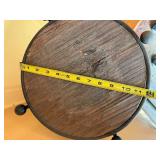 Left of Hutch - Round Clock Face Panels - Distressed Wood Wall Decor (Set of 2) and 3 tiered shelf/plant stand with black metal frame (lot of 3 items)