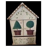 Right of Hutch - Wicker 3-Tier Storage Cart with Handle - Birdhouse Decor & Wind-Chime Set
