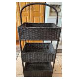 Right of Hutch - Wicker 3-Tier Storage Cart with Handle - Birdhouse Decor & Wind-Chime Set