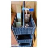 Right of Hutch - Wicker 3-Tier Storage Cart with Handle - Birdhouse Decor & Wind-Chime Set