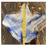 shelf inside Hutch - Handmade Murano-Style Large Glass Bowl with White & Blue Swirls