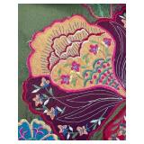 Brown bag near Hutch - Embroidered Floral Fabric Table Runners and 3 Easter Placemats- Brown, Green Olive, Navy Paisley & Red Damask