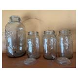 top of Hutch - Ball Ideal Glass Jars - Mason Jars, larger than average - for decor purposes) (lot of 4)