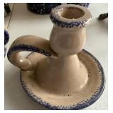 Dining Room - KOOMCO CHINA Ceramic Candle Holder Set - Blue Rim Leaf Motif, 3-Piece