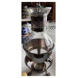 Dining Room - Vintage Heat-Proof Glass Carafe Pitcher with Lid & Warming Stand