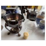 Dining Room - Vintage Heat-Proof Glass Carafe Pitcher with Lid & Warming Stand