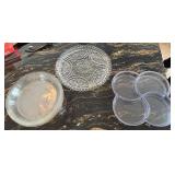 Dansk Acrylic Swirl Tray, 4-Piece Glass Pie Plates and Etched/cut glass platter