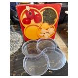 Dansk Acrylic Swirl Tray, 4-Piece Glass Pie Plates and Etched/cut glass platter