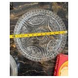 Dansk Acrylic Swirl Tray, 4-Piece Glass Pie Plates and Etched/cut glass platter