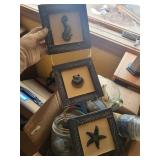 Coastal Lighthouse Decor - 2 Lighthouses & Nautical Shell Frames & Glassware