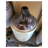 Stoneware Jug - Two-Tone Glaze with Dark Neck & Handle, Light Gray Body