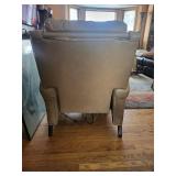 Beige Leather Recliner Chair with Nailhead Trim