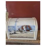 Painted Seaside Lighthouse Storage Chest