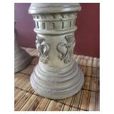 Pair of Fleur-de-Lis Taper Candlesticks on Fluted Column Bases