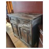 Rustic Dark Wood Cabinet - Distressed Finish 32x15x32 in
