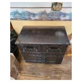 Vintage Leather Steamer Trunk Cabinet - 32x18x31