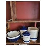 Country Borders Ceramic Canister Set with Lids & Bowls - JC Penney Japan 1980s