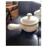 Delft-Style Blue Floral Condiment Set with 4 Lidded Pots and Bottle Vase