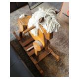 Hand-Carved Wooden Rocking Horse with Rope Mane
