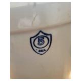 Planter Pot - Large White Ceramic with Black Interior, U.S.A. Shield Mark (5)