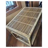 Rattan Wicker End Table - 2-Tier with Arch Front, Natural Finish