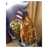 Sunbonnet Sugar Tin - Farmer Market Bucket & 2 Glass Bottles (Lot of 4)