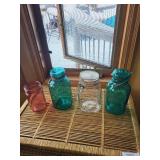 Ball Mason Jars with Wire Bail Lids - Vintage Colored Glass (Lot of 4)