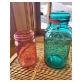 Ball Mason Jars with Wire Bail Lids - Vintage Colored Glass (Lot of 4)