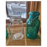 Ball Mason Jars with Wire Bail Lids - Vintage Colored Glass (Lot of 4)