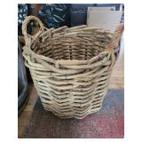 Hammered Copper Wash Tub in Wicker Basket - Rustic Vintage Decor, 21 in Tall