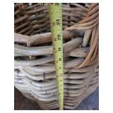 Hammered Copper Wash Tub in Wicker Basket - Rustic Vintage Decor, 21 in Tall