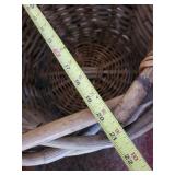 Hammered Copper Wash Tub in Wicker Basket - Rustic Vintage Decor, 21 in Tall