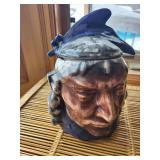 Chief Head Ceramic Cookie Jar With Lid - Blue Headdress, Western Print Mug, Plush German Shepherd