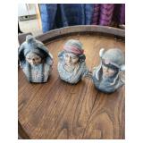 Native American Chief Busts & Angel Wing Statues (Lot of 9)