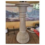 Beige Ceramic Fluted Column Table Lamp with Fabric Shade