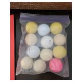 Golf Balls - 12-Pack Assorted White/Yellow/Beige with Pink Ball in Zip Bag