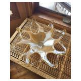 Murano Glass Starburst Centerpiece Bowl - Made in Italy, Clear Crystal